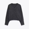 Women's Soft V-Neck Knit Pullover Sweater, Casual Buttoned Autumn Layer