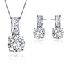 925 Sterling Silver Bridal Cubic Zirconia Pendant Necklace & Stud Earrings Set, 18 in (450 mm) Chain