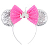 Mickey & Minnie Sequin Ear Headband with Bow – Disney-Inspired Hairband for Women & Kids, Party Cosplay