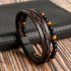 Men's Multi-Layer Woven Leather Bracelet with Alloy Magnetic Buckle - Punk Style, 19/21/23 cm (7.5/8.3/9.1 in)