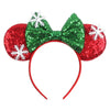 Mickey Mouse Sequin Ear Headband - Disney Princess Bow Hairband for Women, Girls & Kids, Party Cosplay