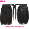 Afro Kinky Curly Drawstring Wrap-Around Ponytail Human Hair Extensions — Mongolian Remy 4B/4C, 10–28 in (25–71 cm), Clip-In