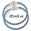 2-Pack Leather Chain Charm Bracelets with Beads – Handmade Couples Pulsera Jewelry (Unisex)