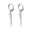Unisex Gothic Cross Stainless Steel Drop Stud Earrings - Punk Rock Hip Hop Street Jewelry, 1 Pair