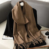 Women's Winter Scarf, Thick Cashmere-Look Pashmina Shawl with Tassels, Windproof Wrap, 175+ cm (69+ in) — 62 Colors