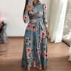 Women's Floral Boho A-Line Maxi Dress Short Sleeve High-Waist Flowy Beach Dress