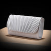 Pleated Gold Satin Envelope Shoulder Crossbody Bag - Evening Clutch for Weddings & Parties