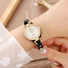 Women’s Leather Quartz Wristwatch – 32mm Round Alloy Case, Arabic Numerals, Casual Festival Gift
