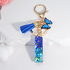 Acrylic Alphabet (A-Z) Tassel Keychain with Crystal Butterfly Charm - Fashion Key Ring Gift for Women