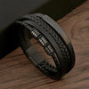Men's Multi-Layer Woven Leather Bracelet with Alloy Magnetic Buckle - Punk Style, 19/21/23 cm (7.5/8.3/9.1 in)