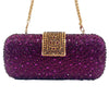 Green Crystal Evening Clutch with Purple Rhinestones, Acrylic Bridal Party Handbag, 22 x 5.5 x 10 cm (8.7 x 2.2 x 3.9 in)