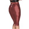 Plus Size Lockable PU Faux Leather Bodycon Knee-Length Pencil Skirt