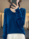 Fashion100% Merino Wool Sweater Cashmere  Pullover Women Knitwear V-Neck Long Sleeve  Autumn Winter Fashion Basic Clothing  Tops