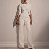 Women's Elegant Beaded Slim Solid-Color Party Jumpsuit - Half Sleeve Long Casual for Spring/Autumn