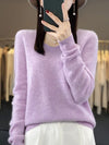 Fashion100% Merino Wool Sweater Cashmere  Pullover Women Knitwear V-Neck Long Sleeve  Autumn Winter Fashion Basic Clothing  Tops