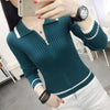 Women's V-Neck Zipper Knit Pullover Sweater – Casual Long Sleeve, Autumn/Winter Regular Fit