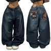 Retro Hip-Hop Stitch Wide-Leg High-Waist Jeans for Women - Loose Casual Korean Streetwear Overalls