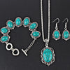 Women's 3-Piece Vintage Turquoise Jewelry Set - Necklace, Bracelet & Earrings, Healing Stone Gift