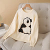 Plus Size Women's Panda Jacquard Knit Sweater – Autumn/Winter Casual Soft Jumper