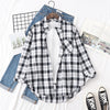 Loose Women's Plaid Shirt – College Style Long-Sleeve Checked Blouse, Casual Loose-Fit Top