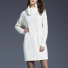 Plus Size Knit Turtleneck Sweater Dress - Knee-Length Plaid, Loose Fit up to 4XL