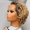 Pixie Cut Curly Human Hair Wig 13x1 Lace Front Short Bob 6-8 in (15-20 cm) Natural Black (1B)