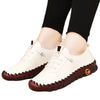 Women's Leather Lace-Up Flats, Casual Comfortable Loafers & Sneakers for Spring/Autumn