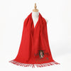 Red Cashmere Tassel Scarf Shawl Soft Winter Pashmina Wrap for Women