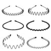 3/6-Pack Wavy Metal Headbands - Non-Slip Elastic Hairbands for Women, Fashion Hair Hoops