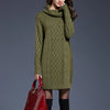 Plus Size Knit Turtleneck Sweater Dress - Knee-Length Plaid, Loose Fit up to 4XL
