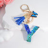 Acrylic Alphabet (A-Z) Tassel Keychain with Crystal Butterfly Charm - Fashion Key Ring Gift for Women