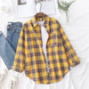 Women's Casual Loose Plaid Flannel Shirt - College Style Long-Sleeve Button-Up Blouse