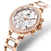 OLEVS Women's Ceramic 35mm Quartz Chronograph Watch - Waterproof Luminous Date Elegant Dress Wristwatch
