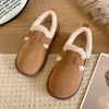 Autumn Winter Women's Faux Suede Plush-Lined Slip-On Loafers Warm Casual Moccasins