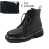 DIMANYU Women's Genuine Leather Fur-Lined Ankle Boots Motorcycle Style Short Winter Boots
