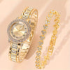 Women's Gold-Tone Rhinestone Quartz Dress Watch Alloy Bracelet Wristwatch
