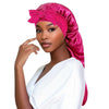 Oversized Satin Sleep Bonnet with Ribbon Breathable Elastic Turban Headwrap for Women