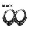 Punk Stainless Steel Stud Earrings Black – Unisex Vintage Hip Hop Ear Studs