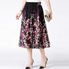 Plus Size Bohemian Floral Pleated Tea-Length Skirt - Loose Fit Midaxi for Spring & Summer