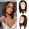 Chocolate Brown (#4) Brazilian Human Hair Glueless 13x4 Lace Frontal Short Straight Bob Wig for Women