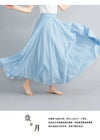 Cotton Linen Ankle-Length Maxi Skirt for Women, Y2K Harajuku Casual Streetwear, Shirred Waist
