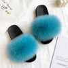 Real Fox Fur Slides for Women Luxury Furry Flat Slide Sandals