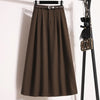 Plus Size High-Waisted Pleated A-Line Wrap Skirt, Elegant Autumn Casual for Women