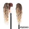 Long Ombre Blonde Synthetic Clip-In Braided Wavy Ponytail Hairpiece — Black to Brown Hair Extension