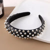 Punk Hollow Eyelet Elastic Headband – Wide Stretch Steampunk Goth Rock Hair Accessory for Women