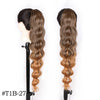 Long Ombre Blonde Synthetic Clip-In Braided Wavy Ponytail Hairpiece — Black to Brown Hair Extension