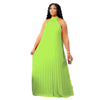Plus Size Halter Bandage Sleeveless Maxi Dress – Hollow-Out Split A-Line Evening Gown