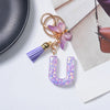A-Z Sequined Initial Keychain with Purple Butterfly Tassel – Resin Letter Charm Keyring for Women & Girls, Backpack & Purse Accessory