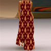 Vintage Print Boho Maxi Dress – Sleeveless V-Neck A-Line Beach Sundress with Pockets