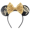 Sequin Snowflake Mouse Ear Headband with 5\" (12.7 cm) Bow – Kids & Adults Festival Party Cosplay Hairband